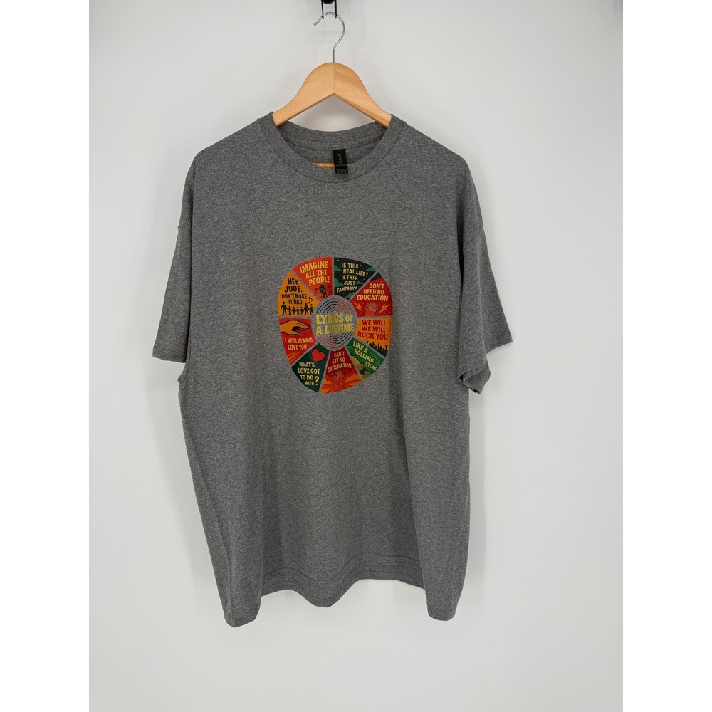 Gildan Lyrics of a Lifetime Graphic T-Shirt Mens 2XL Gray Music Rock Song Quotes